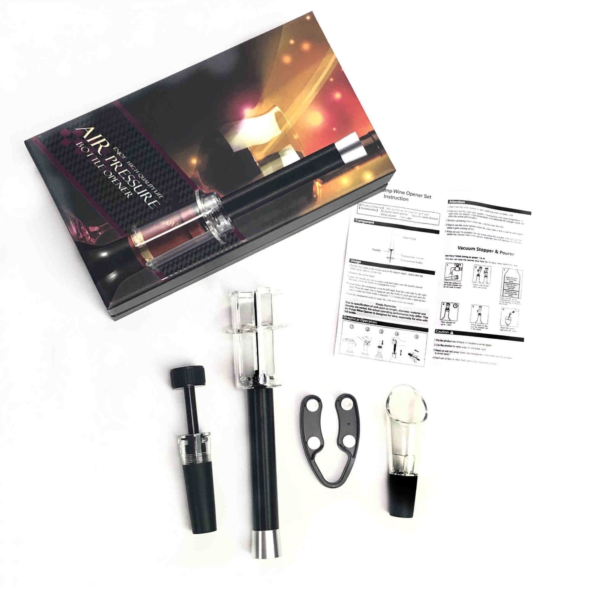 Набор открывалок с насосом высокого давления для вина, экологически чистый набор инструментов для снятия пробки в винных бутылках с иглой и аксессуарами для вина