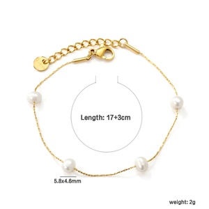 Customizable Wholesale Elegant Layered <b>Gold</b> Plated Pearl <b>Bracelet</b> Oval Link Chain Charm Stainless Steel <b>Beaded</b> <b>Bracelets</b> Women - Product Image 2