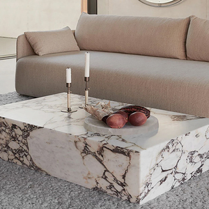 Table en marbre moderne sur mesure pour salon, hôtel, cuisine - Design Calacatta naturel poli de luxe, résistant à l'eau - Product Image 1