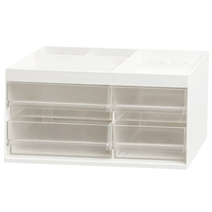 Stationery Holder With Transparent Drawers White Plastic Desktop Organizer For Office And Home Use - Product Image 1