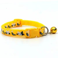 Nouveau collier pour petit chien et chat, facile à ajuster, avec de jolies fleurs et petite clochette, motif uni, en nylon.