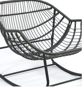Fauteuil à bascule double en osier populaire avec coussin épais, chaise longue en rotin pour intérieur et extérieur, idéale pour patio et <span class=keywords><strong>salon</strong></span> - Product Image 4