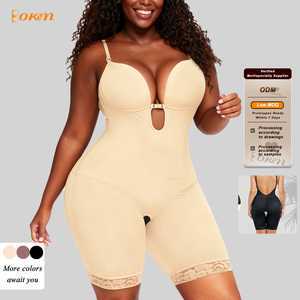 Body Moldeador con Cuello en U para <span class=keywords><strong>Mujer</strong></span>, Control de Abdomen, Levanta Glúteos, con Escote Recogido, Entrepierna Abierta, Tirantes Ajustables - Product Image 1