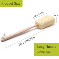 Brosse de bain en bois de hêtre naturel à long manche avec tampon exfoliant en fibres de sisal naturelles tissées pour le dos, logo personnalisé
