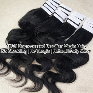 Chaofan Hair - Estensioni invisibili in capelli umani vergini al 100% brasiliani, personalizzabili, 20 pz, con trama sottile, ondulate (Body Wave) - Produttore all'ingrosso - Product Image 5