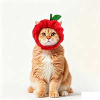 Chapeau en peluche douce pour animaux de compagnie en forme de pomme, coiffe élastique mignonne pour chat, accessoire amusant pour chaton pour les fêtes, le cosplay et la photographie