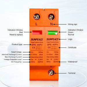 <span class=keywords><strong>DC</strong></span> SPD 600V 2 P 3P 4P T2 서지 보호 장치 이중 극 2 p 2 극 2 극 20KA 40kA 태양 광 PV <span class=keywords><strong>DC</strong></span> 서지 보호 장치 - Product Image 2