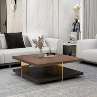 Nouvelles tables basses carrées 2026 pour salon, ensemble de tables basses en métal noir et doré pour mobilier de salon