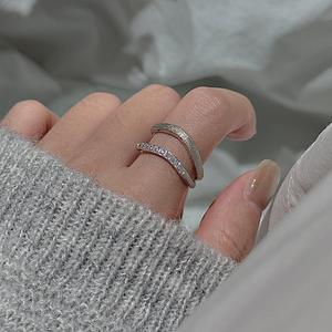 Anillo de Plata de Ley S925 de Doble Capa, Diseño de Nicho, Simple, Moderno, Vintage, con Incrustaciones de Circonita, Chapado en Oro de 18K, Anillo Abierto Curvo Estilo Hip-hop - Product Image 2