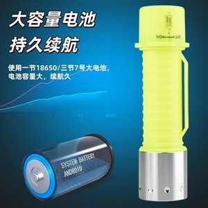 Luz de buceo impermeable recargable de 14,5 cm, haz de luz fuerte de plástico y metal para uso subacuático - Product Image 2
