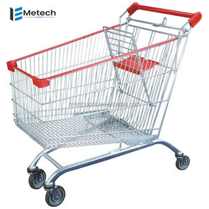 Chariots de courses de supermarché en gros d'usine, chariots à main à 4 roues en acier métallique pour les courses au supermarché - Product Image 5