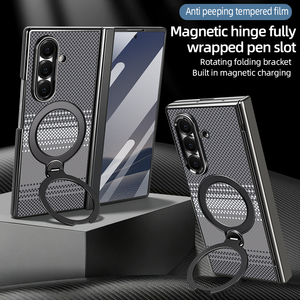 Étui de téléphone intégral en fibre de carbone véritable avec film de protection anti-espion, <span class=keywords><strong>support</strong></span> rotatif pour Galaxy <span class=keywords><strong>Z</strong></span> <span class=keywords><strong>Fold</strong></span> 7/6 - Product Image 6
