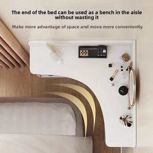 Mini coiffeuse d'angle moderne avec rangement intégré, design triangulaire mural pour petite chambre - Product Image 3