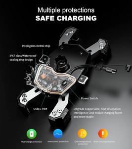 Support de téléphone pour moto Kewig, charge rapide sans fil Qi15W+PD20W, verrouillage à un clic, étanche IP66, rotation à 360° pour la conduite - Product Image 2