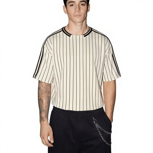 Latest Cheap Price Fashionable <b>Plus</b> <b>Size</b> Men's O-Neck Short Sleeve Striped Casual Printed Breathable 100% Cotton Jersey Custom - Product Image 3