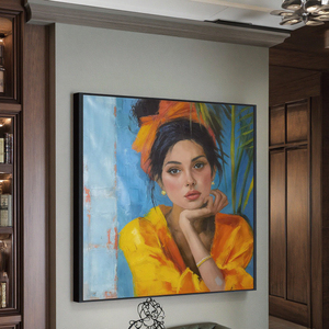 Original Art fait à la main moderne <span class=keywords><strong>homme</strong></span> Figure Portrait haute qualité lunettes de soleil taille personnalisée peinture à l'huile maison décoration murale - Product Image 4