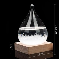 Meilleure Vente : Baromètre Artisanal en Verre, Prédiction Météo, Verre à Tempête Goutte d'Eau, Logo Personnalisé, Support en Bois, Décoration Maison, Cadeau