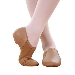 TJ886 Vente en gros Filles Garçons Mode Chaussures de danse jazz pliables en cuir