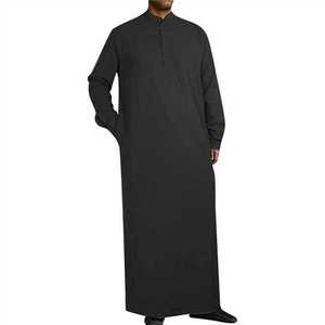 Túnica Musulmana para Hombre, Abaya de Algodón, Manga Larga, Color Sólido, Estilo Islámico Informal, Camisa Tipo Túnica, Ropa Árabe de Dubái, Thobe de Primavera - Product Image 3