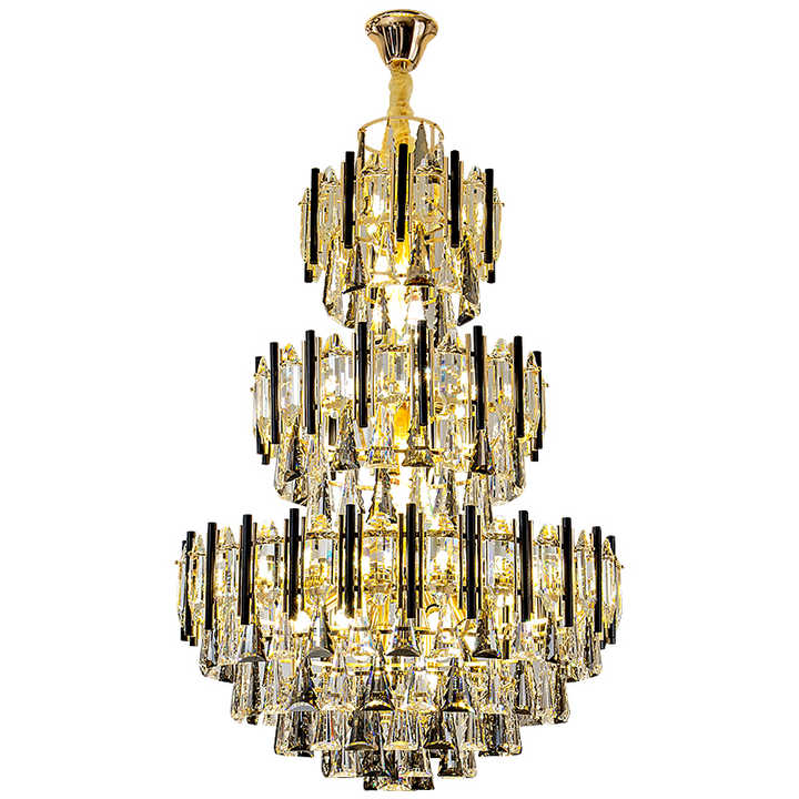 Modern Gold Amber Crystal Chandelier Large Crystal Pendant Light Iron