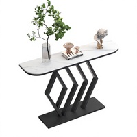 Table console minimaliste de luxe léger en pierre de quartz, multifonctionnelle, avec base sur pied, pour entrée ou couloir, ou armoire murale
