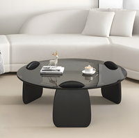 Ensemble de table basse ronde en verre trempé minimaliste moderne, design personnalisable respectueux de l'environnement pour petit salon
