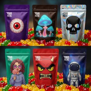 Bolsas Mylar con Cierre Hermético Personalizadas de 3.5g/7g/14g, Bolsas Holográficas con Base para Dulces, Galletas, Suplementos y Polvos - Product Image 1