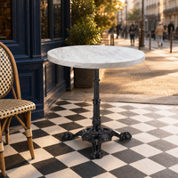 Table de bistrot moderne à plateau rond, style français, pour extérieur, jardin, cour, restaurant et balcon