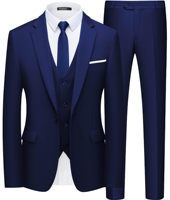 Costume de mariage et d'affaires sur mesure ODM pour homme, bleu roi, 3 pièces, simple boutonnage, revers cranté, coupe ajustée, vente en gros, fabricant