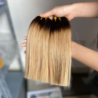 Pas cher 12A grade brut Vitename Highlight 99j Rouge Ombre Blonde Os Droite Super Double Dessiné Extension de faisceaux de cheveux humains