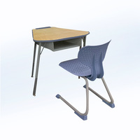 Bureaux d'école en forme de T pour étudiants, table d'étude en bois contreplaqué avec chaise, pour utilisation en classe de lycée, usage commercial