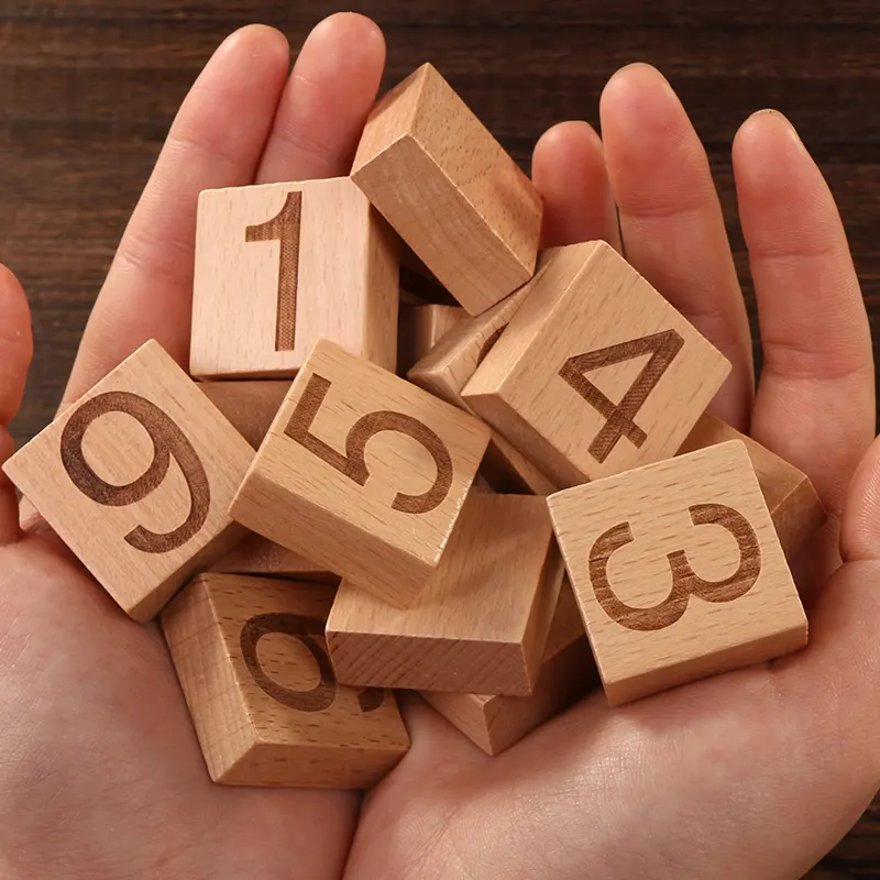 ठोस बीच लकड़ी पहेली टाइल्स शिल्प संख्या के लिए बच्चों को बोर्ड खेल