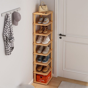 Soporte de almacenamiento de zapatos para ahorrar espacio, fácil de montar, 2, 5, 6, 7, 8 niveles, estante organizador de zapatos <span class=keywords><strong>alto</strong></span> de MDF de bambú <span class=keywords><strong>estrecho</strong></span> Vertical - Product Image 1