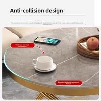 Table basse en pierre, design rond, style crème, plateau en dalle, pour salon, balcon, petit appartement, haut de gamme, nouveau modèle 2026