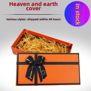 Wholesale Minimalist Orange Square <b>Gift</b> <b>Box</b> with Heaven Earth Lid Large High-End <b>Empty</b> Wedding <b>Gifts</b> Food <b>Box</b> for Candle Use - Product Image 5