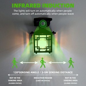 Solar <b>Sensor</b> <b>Light</b> Outdoor 10W LED Patio Garden Street Lighting With <b>Motion</b> Detection Black Lantern Style - Product Image 5