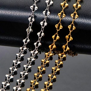 Collier ras du cou vintage en acier inoxydable fait main, étanche, 5 mm, motif floral, double chaîne à perles, apprêts de bijoux romantiques - Product Image 1