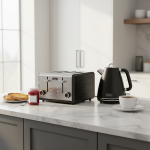 Ousheng Retro Design <strong>4</strong>-Slice Stainless Steel <strong>Toaster</strong> <strong>and</strong> Electric <strong>Kettle</strong> <strong>Set</strong> Breakfast <strong>Set</strong> Customized Logo Household Application - Product Image 1