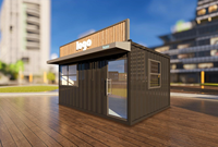 Boutique conteneurisée pour la vente au détail de rue, magasin de proximité, café-bar, unité de magasin mobile préfabriquée en panneaux sandwich et structure en acier