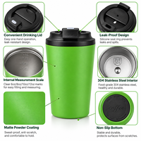 Vente en gros de gobelets à café réutilisables en acier inoxydable à double paroi de 12 oz 304 personnalisés avec couvercle anti-fuite pour les voyages en voiture