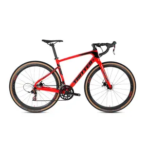 Complete bicycle 700c 40mm Tires cyclocross carbon disc gravel bike with red/yellow/orange dazzling colours
