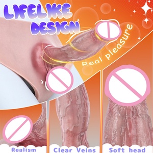 Hollow-out Buttock Wearable <b>Dildo</b> Pants Silicone Triangle Penis Extender Pants Couple Pegging Transgender Cross Dressing Sex Toy - Product Image 4