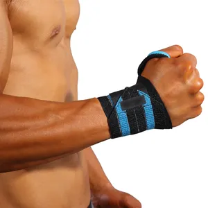 Custom Adjustable Non-Slip Sports Elastic Stretchy Weight Lifting Wrist Support Wrap Heavy Shrugs Wrist Wrap Wrap Gloves