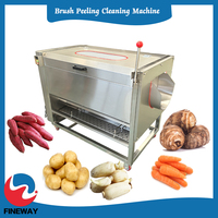 Professionele Borstelschilmachine Industriële Roller Groente Wasmachine Commerciële Wortelgewas Reinigingsapparatuur