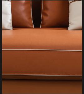 أريكة زاوية بتصميم ما بعد الحداثة مع شيزلونج، فخامة خفيفة، مصنوعة من الخشب الصلب والجلد، أريكة منحنية لغرفة المعيشة - Product Image 6