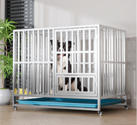Niches pliables en acier inoxydable pour chiens, avec cadre en fer, 95*63.5*74cm, assemblage facile, plateau en plastique robuste inclus, bouton-pression pour la fermeture de la boîte