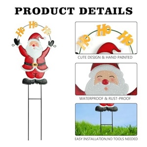 Décorations de Noël d'extérieur : Panneaux de jardin Père Noël, Bonhomme de neige et Sapin de Noël en PP pour la porte d'entrée, la pelouse et le jardin - Product Image 3