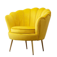 Fauteuil de salon moderne en velours avec pieds dorés, fauteuil d'appoint rembourré rose en forme de coquille
