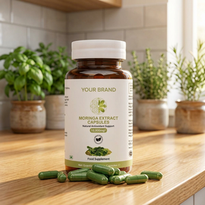 Capsules de feuilles de Moringa pures, poudre d'herbes naturelles, produit à base de plantes, capsules finement transformées, emballage en vrac - Product Image 1