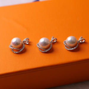 Collier de perles d'eau douce Zhuji 10-11 mm, lumière intense, base impeccable, pendentif en argent S925, perles rondes en gros - Product Image 4